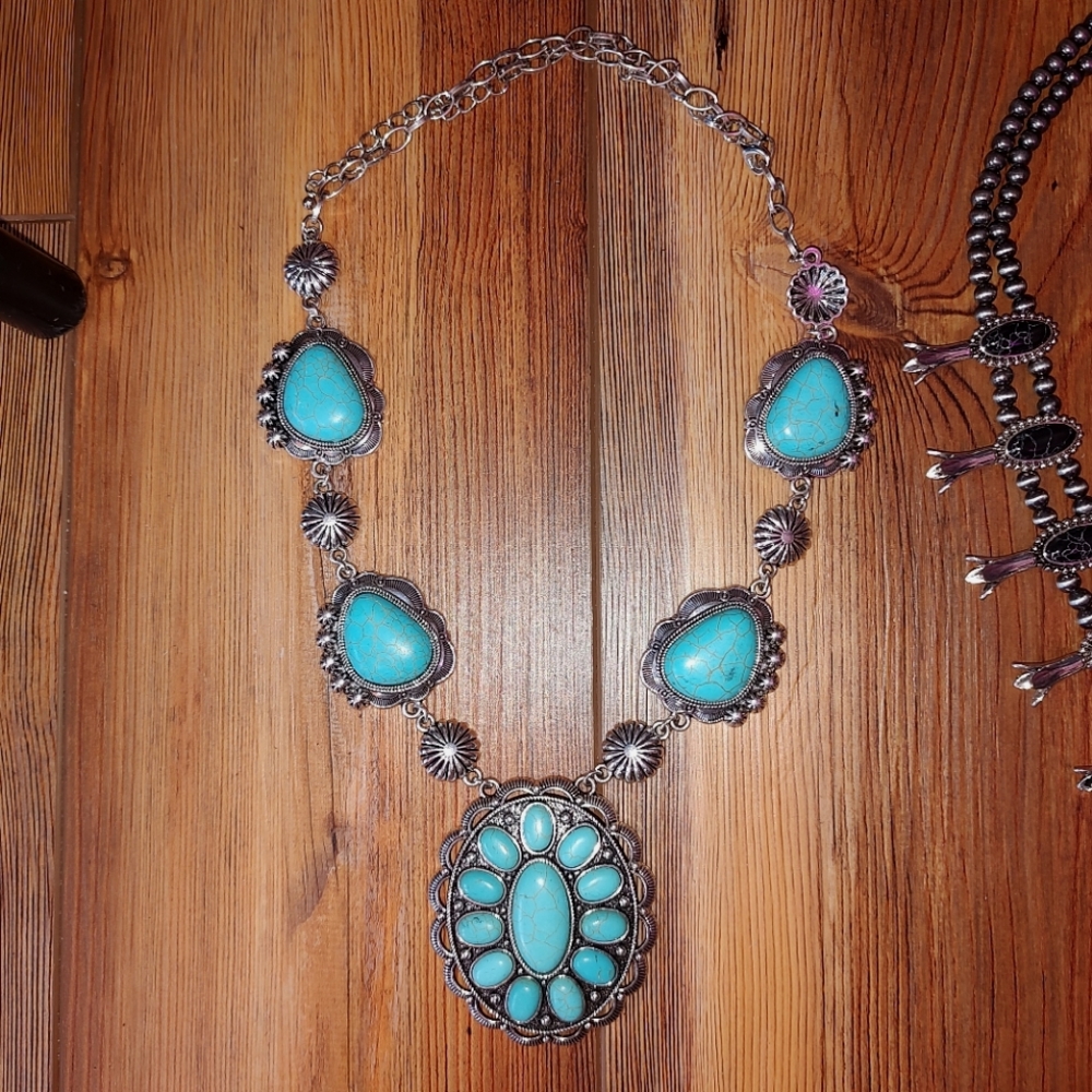 Turquoise and Silver Statement Necklace